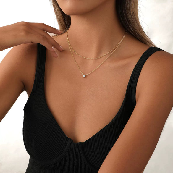 Women's Multi Layer Copper Heart Pendant Clavicle Necklace Electroplated Minimalist Casual Chain