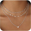 Women's Multi Layer Copper Heart Pendant Clavicle Necklace Electroplated Minimalist Casual Chain