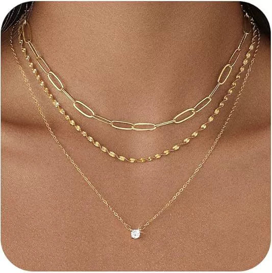 Women's Multi Layer Copper Heart Pendant Clavicle Necklace Electroplated Minimalist Casual Chain