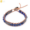 Women's Multi Layer Genuine Leather Bracelet With Natural Stone Beaded Woven Design And Electroplated Copper Alloy Accessories