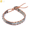 Women's Multi Layer Genuine Leather Bracelet With Natural Stone Beaded Woven Design And Electroplated Copper Alloy Accessories