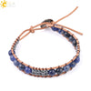 Women's Multi Layer Genuine Leather Bracelet With Natural Stone Beaded Woven Design And Electroplated Copper Alloy Accessories