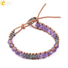 Women's Multi Layer Genuine Leather Bracelet With Natural Stone Beaded Woven Design And Electroplated Copper Alloy Accessories