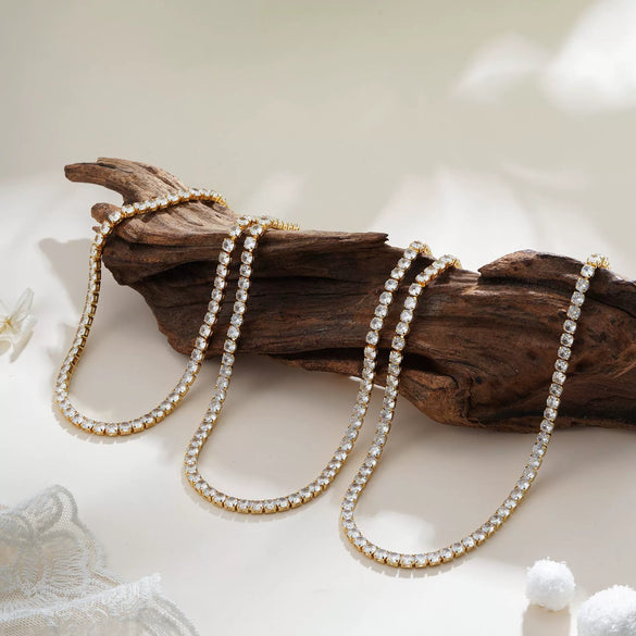 Women's Multi Layer Geometric Zircon Necklace Copper Clavicle Chain With Electroplated Simple Light Luxury Jewelry