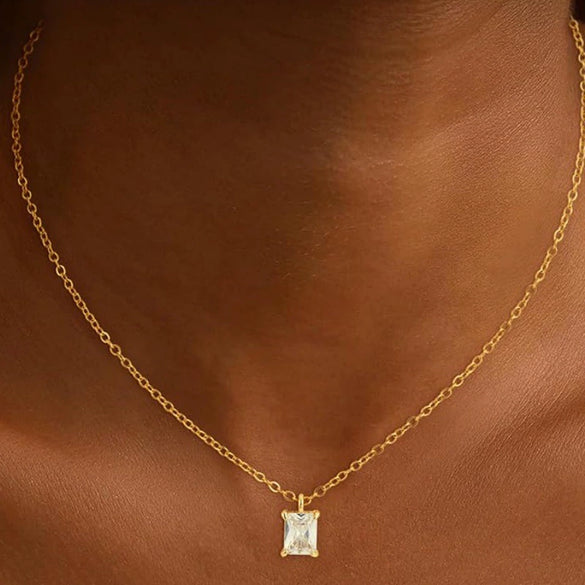 Women's Multi Layer Geometric Zircon Necklace Copper Clavicle Chain With Electroplated Simple Light Luxury Jewelry