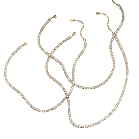 Women's Multi Layer Geometric Zircon Necklace Copper Clavicle Chain With Electroplated Simple Light Luxury Jewelry