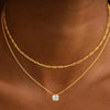 Women's Multi Layer Geometric Zircon Necklace Copper Clavicle Chain With Electroplated Simple Light Luxury Jewelry