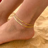 Women's Multi Layer Stainless Steel Snake Chain Anklet With Round Bead Geometric Design Fashion Jewelry Gift