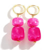 Women's Multicolor Geometric Resin Statement Earrings With Handmade Beaded Detailing And Stainless Steel Ear Posts