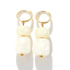 Women's Multicolor Geometric Resin Statement Earrings With Handmade Beaded Detailing And Stainless Steel Ear Posts