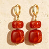 Women's Multicolor Geometric Resin Statement Earrings With Handmade Beaded Detailing And Stainless Steel Ear Posts
