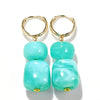 Women's Multicolor Geometric Resin Statement Earrings With Handmade Beaded Detailing And Stainless Steel Ear Posts