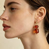 Women's Multicolor Geometric Resin Statement Earrings With Handmade Beaded Detailing And Stainless Steel Ear Posts