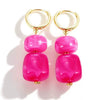 Women's Multicolor Geometric Resin Statement Earrings With Handmade Beaded Detailing And Stainless Steel Ear Posts