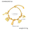 Women's Multielement Geometric Diamond Pendant Adjustable Retro 316L Stainless Steel 18K Gold Plated Bracelet