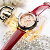 Women's Multifunctional Waterproof Leisure Alloy Leather Watch With Round Dial