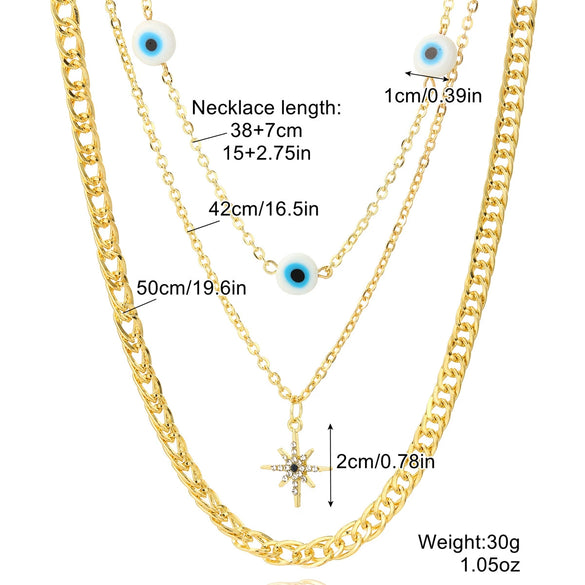 Women's Multilayer Alloy Necklace With Cross Chain Ushape Drop Shape Star Geometric Pattern Electroplated