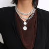 Women's Multilayer Hip Hop Pendant Necklace Punk Geometric Alloy Metal Electroplated