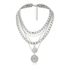 Women's Multilayer Hip Hop Pendant Necklace Punk Geometric Alloy Metal Electroplated