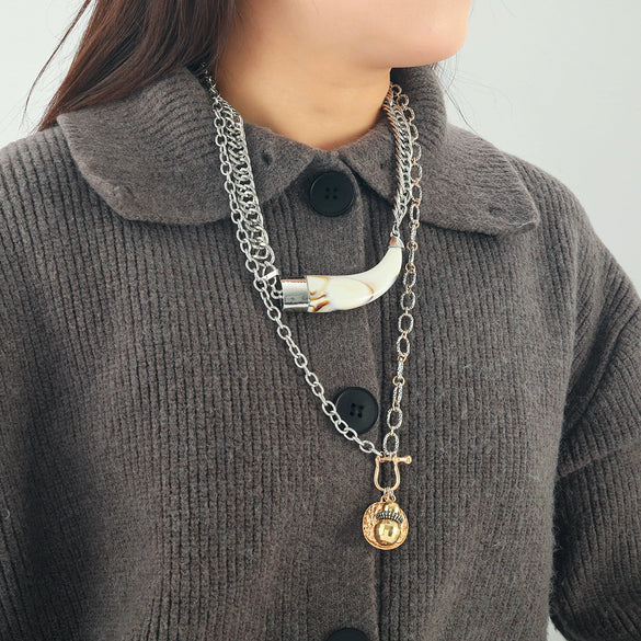 Women's Multilayer Necklace Imitation Pearl Geometric Zinc Alloy Animal Zodiac Electroplated