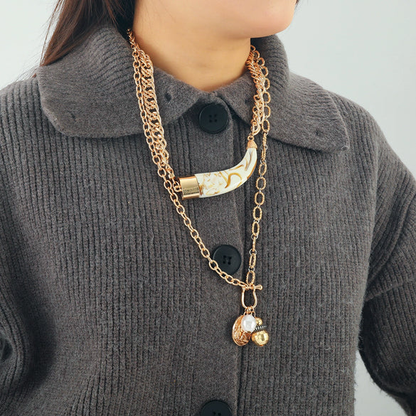 Women's Multilayer Necklace Imitation Pearl Geometric Zinc Alloy Animal Zodiac Electroplated