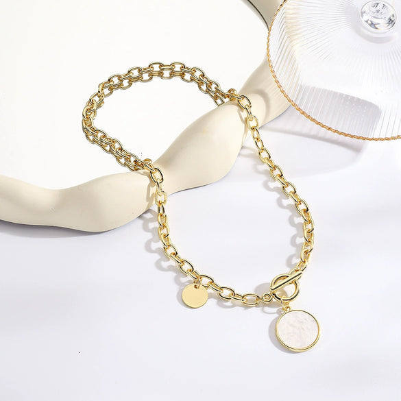 Women's Multilayer Ochain Golden Zinc Alloy Necklace With Geometric Design And Electroplating Treatment