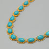 Women's Multilayer Oval Resin Turquoise Necklace With Geometric Pattern And Snake Bone Chain Hiphop Accessories