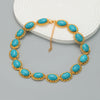 Women's Multilayer Oval Resin Turquoise Necklace With Geometric Pattern And Snake Bone Chain Hiphop Accessories