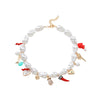 Women's Multilayer Retro Necklace With Imitation Pearls Alloy Heart And Fish Pendant Handmade In Geometric Animal Zodiac Style