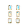 Women's Multilayer Square Alloy Glass Diamond Exaggerated Geometric Earrings