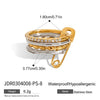 Women's Multilayer Stainless Steel Geometric Ring Electroplated With Zircon Highend Jewelry