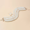 Women's Multilayered Collar Necklace Set Jewelry Imitation Pearl Snake Bone Chain Geometric French Retro Pearlescent Treatment