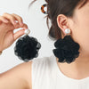 Women's Multilayered Threedimensional Chiffon Earrings Plastic Resin Flower Hand Knitted Chic Style