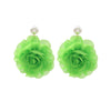 Women's Multilayered Threedimensional Chiffon Earrings Plastic Resin Flower Hand Knitted Chic Style