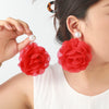 Women's Multilayered Threedimensional Chiffon Earrings Plastic Resin Flower Hand Knitted Chic Style