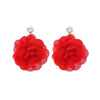 Women's Multilayered Threedimensional Chiffon Earrings Plastic Resin Flower Hand Knitted Chic Style