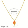 Women's Mushroom Pendant Necklace Geometric Style Copper Mixed Gemstone Inlay 18K Gold Plated