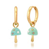 Women's Mushroom Pendant Necklace Geometric Style Copper Mixed Gemstone Inlay 18K Gold Plated