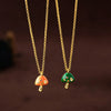 Women's Mushroom Pendant Necklace Geometric Style Copper Mixed Gemstone Inlay 18K Gold Plated