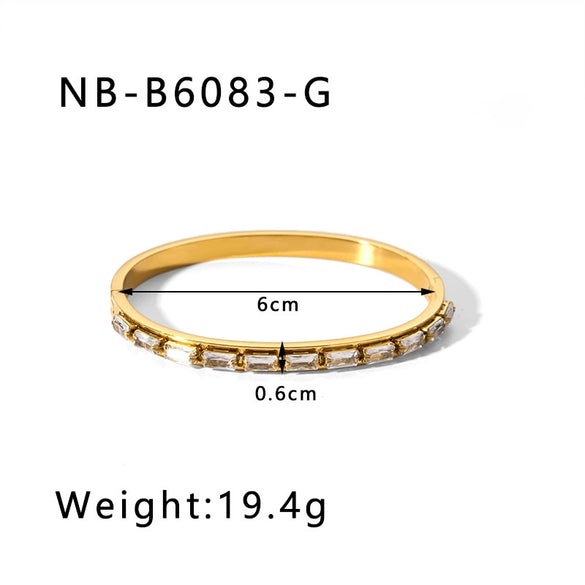 Women's Narrow Version Stainless Steel 18K Gold Plated Bracelet With Diamond Buckle And Electroplating Treatment