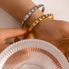 Women's Narrow Version Stainless Steel 18K Gold Plated Bracelet With Diamond Buckle And Electroplating Treatment