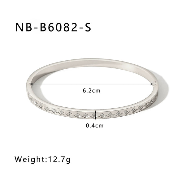 Women's Narrow Version Stainless Steel 18K Gold Plated Bracelet With Diamond Buckle