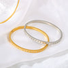 Women's Narrow Version Stainless Steel 18K Gold Plated Bracelet With Diamond Buckle