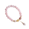 Women's Natural Aquamarine Crystal And Strawberry Crystal Pearl Handmade Geometric Design Bracelet Jewelry