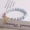 Women's Natural Aquamarine Crystal And Strawberry Crystal Pearl Handmade Geometric Design Bracelet Jewelry