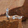 Women's Natural Aquamarine Stud Earrings S925 Sterling Silver Geometric Style Set With Gemstones
