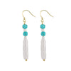 Women's Natural Baroque Turquoise Silver Earrings With Gold Ear Hook Minimalist Style