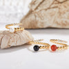 Women's Natural Black And Red Agate Pearl Ring In S925 Sterling Silver With Geometric Design