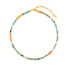 Women's Natural Blue Turquoise Beaded Necklace Handmade Geometric Style