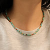 Women's Natural Blue Turquoise Beaded Necklace Handmade Geometric Style
